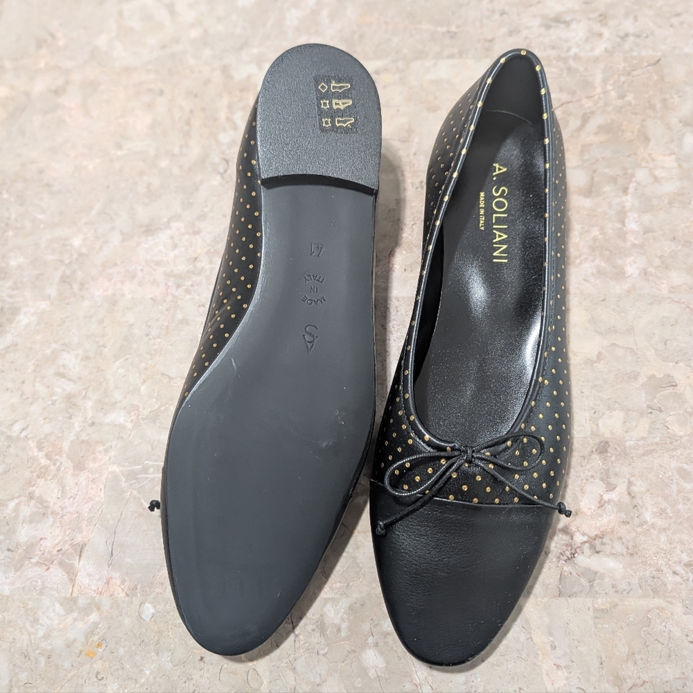 A. Soliani como Ballet Flats with Gold Stud Detail - Picture 2 of 9